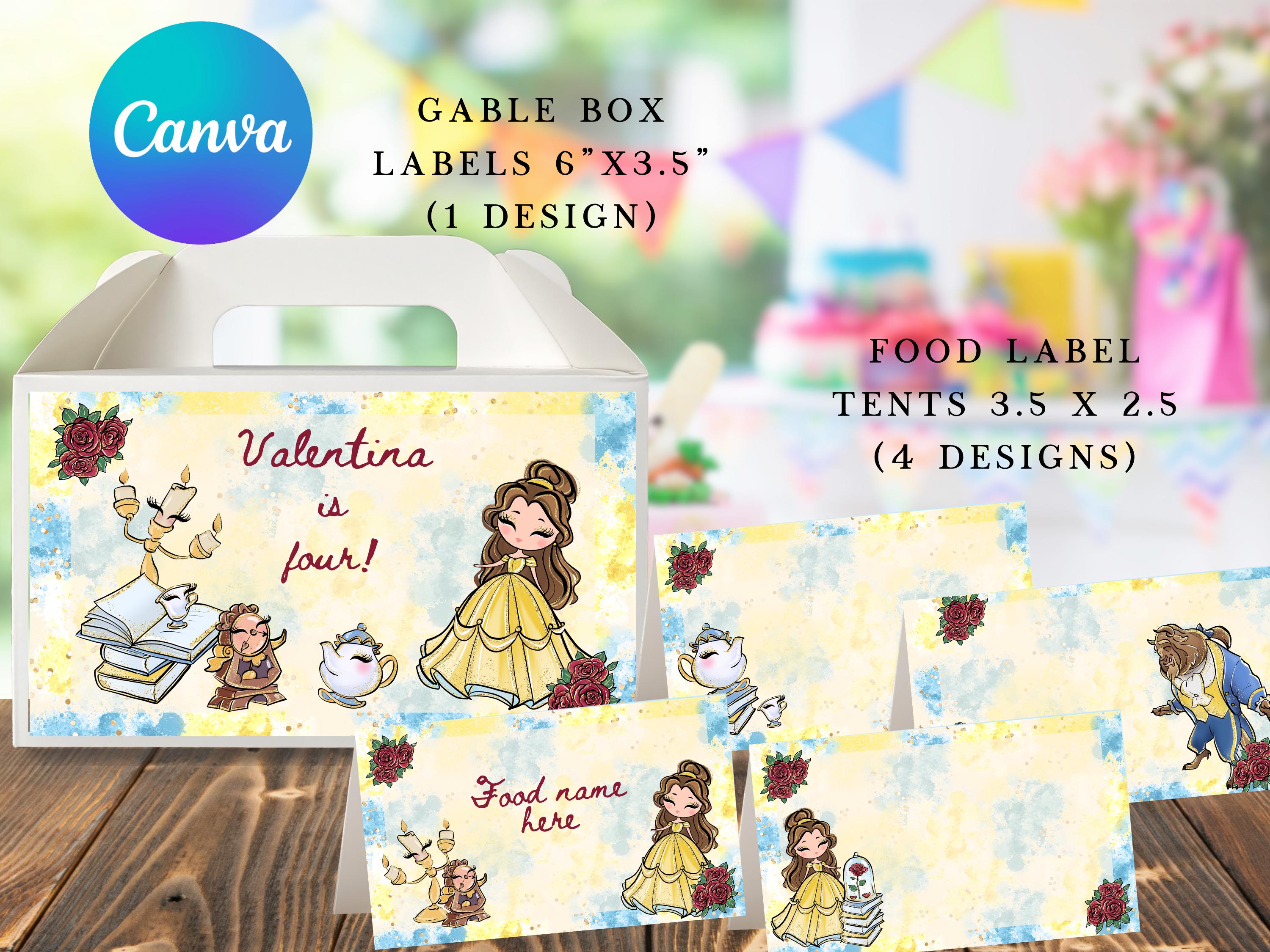 Party Pack , Birthday Bundle, Belle Birthday Party Favors, Beauty and the Beast Party, Party Kit Birthday Editable Templates, BB001