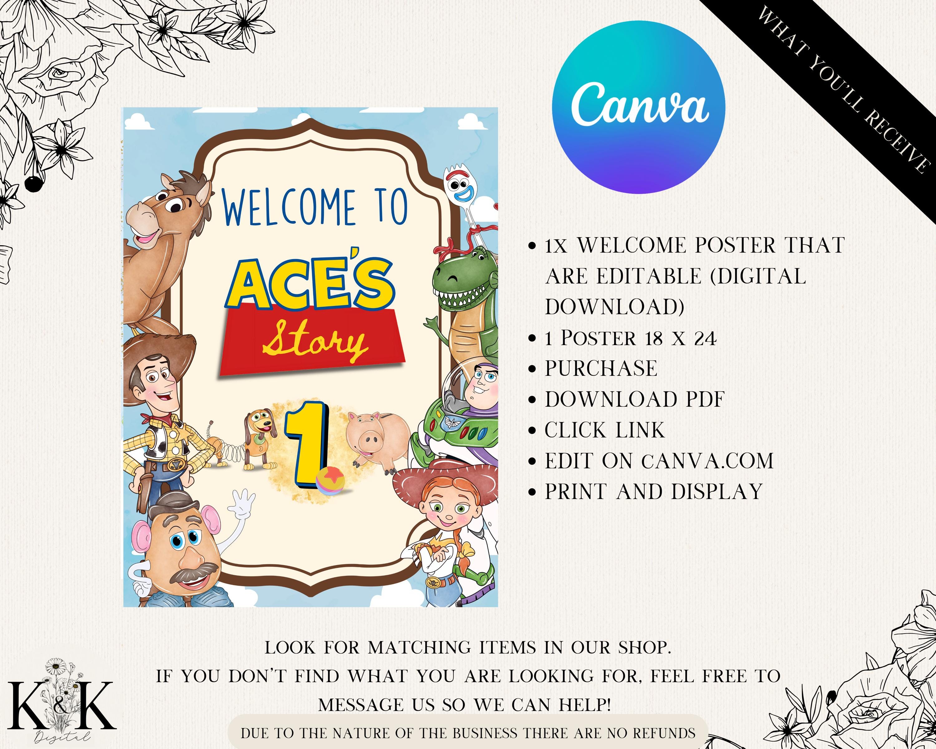 Toy Story Welcome Sign, Toy Story Party Poster, Birthday Party Signage, Toy Story Party Decor, Digital Birthday Welcome Sign, T001