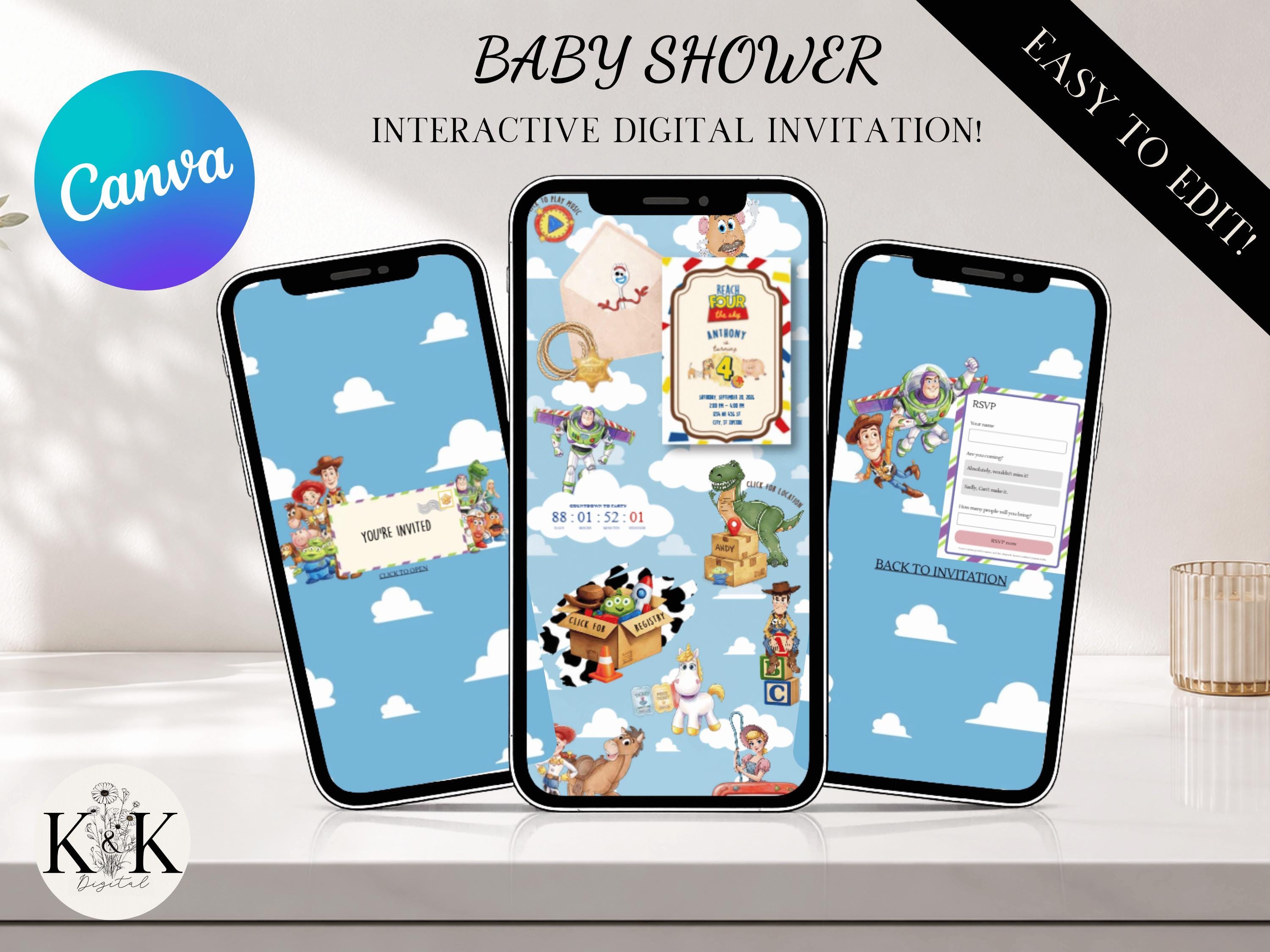 Two Infinity And Beyond, Toy Story, Digital invitation, Animated Website Invite, Trackable RSVP (Digital Canva Template), RSVP form